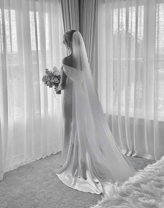 Real bride, back of wedding dress.
