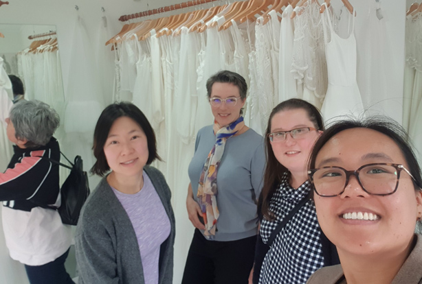 Wedding dress atelier open day selfie.
