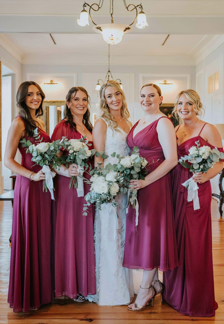 Real bride and her bridesmaids.