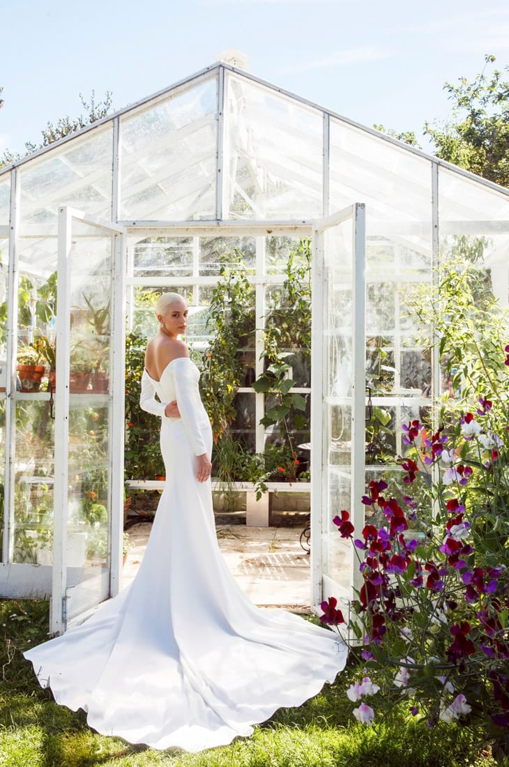 Long sleeve wedding dress with bust cups, Auckland, NZ.
