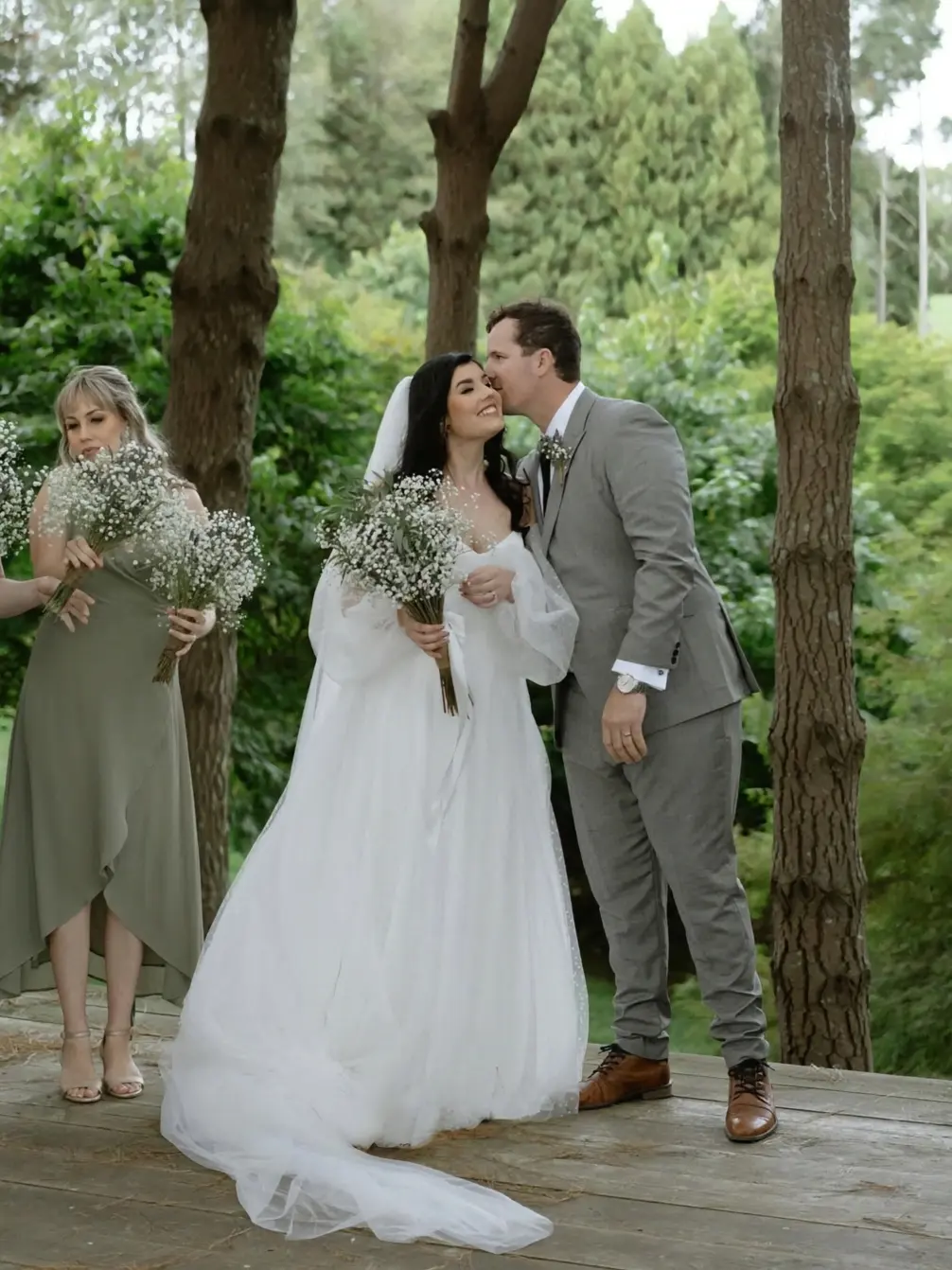 Vintage-inspired long sleeve wedding dress crafted from fine layered tulle, designed in Auckland, NZ.