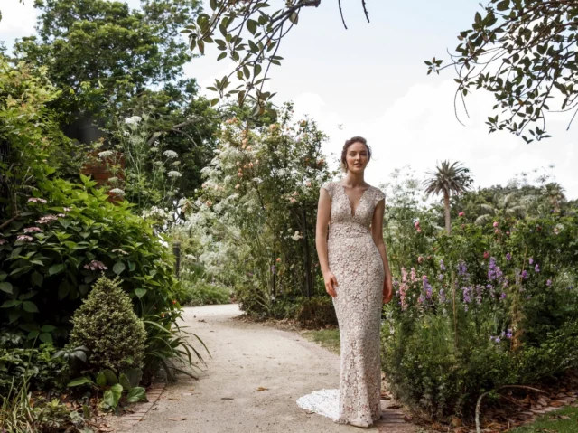 Vintage in Lace

Textured guipure lace defines this vintage-inspired wedding dress.

Floral lace is layered over a soft nude base, bringing every detail of the pattern into focus. A delicate scalloped edge traces the plunging V-neckline and short cap sleeves, while the fitted silhouette falls into a slim skirt and small train.

Romantic, feminine and beautifully detailed.

Wedding Dresses Auckland
Anna Schimmel

#AnnaSchimmel #AucklandWeddings #NZBridal #LaceWeddingDress #VintageWeddingDress #GuipureLace #FittedWeddingDress